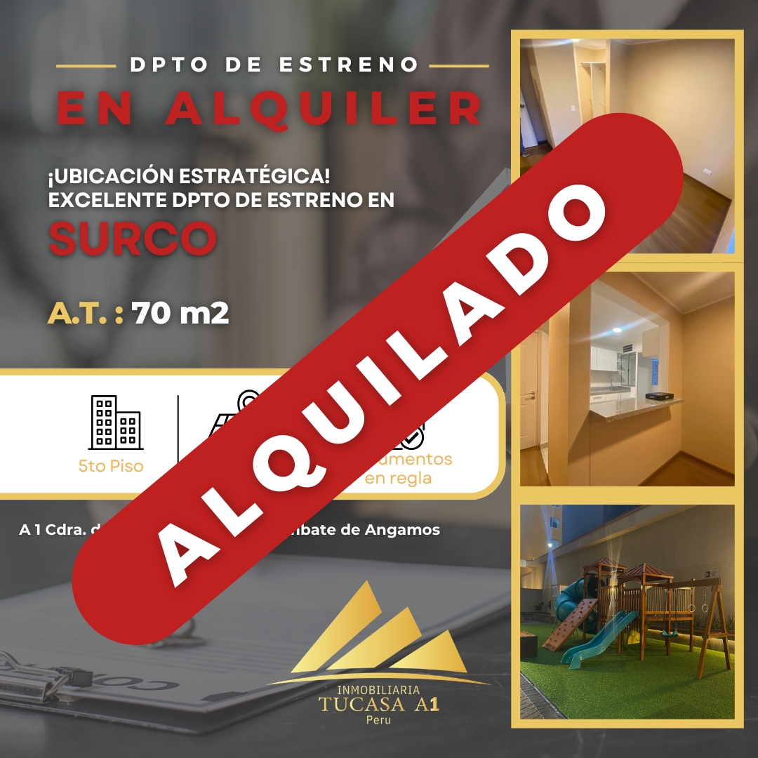 ¡ESTRENA TU HOGAR HOY EN SURCO! DPTO DE ESTRENO EN ALQUILER 70 M2
