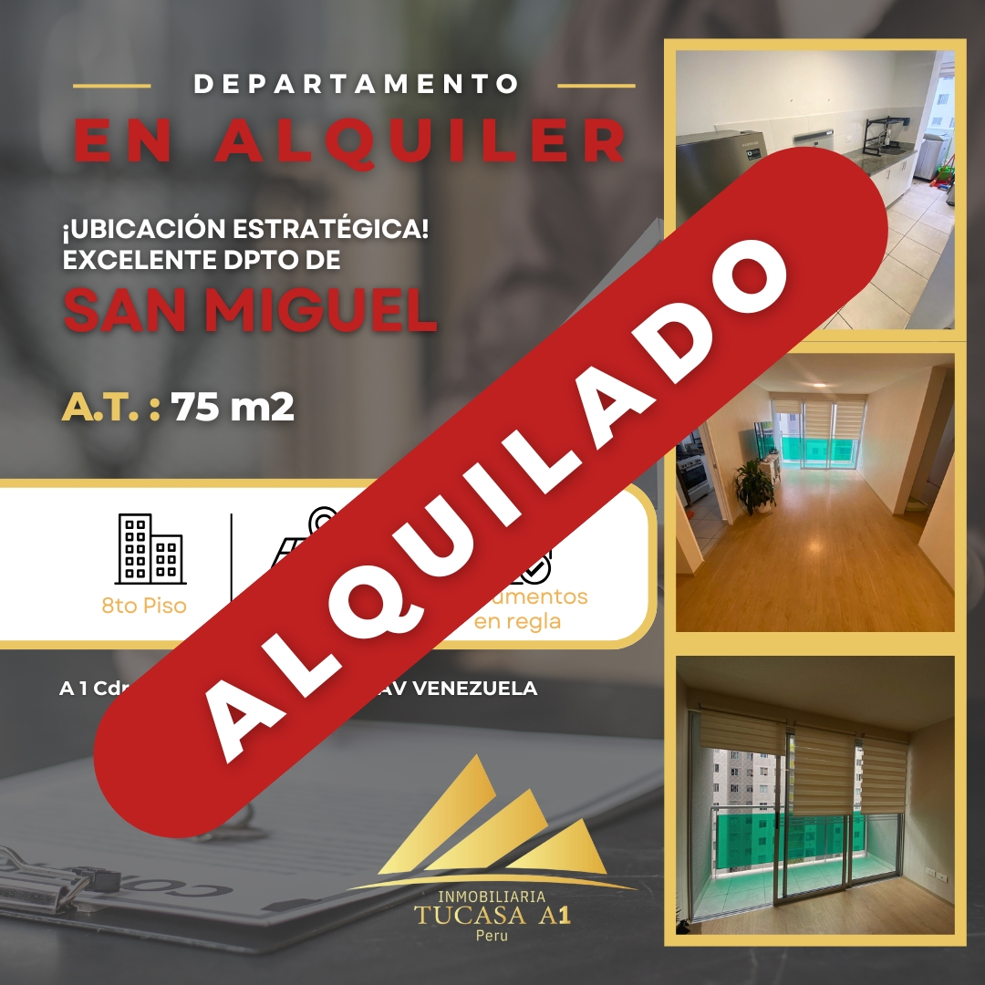 ¡VIVE CON TODO EN SAN MIGUEL! MODERNO DEPARTAMENTO EN ALQUILER – 3 DORMITORIOS